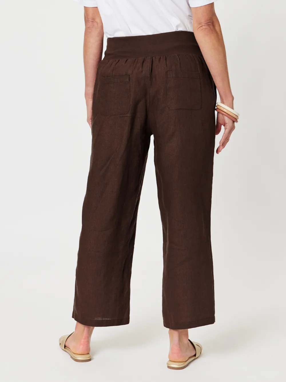 Lara Linen Wide Leg Pant - Chocolate