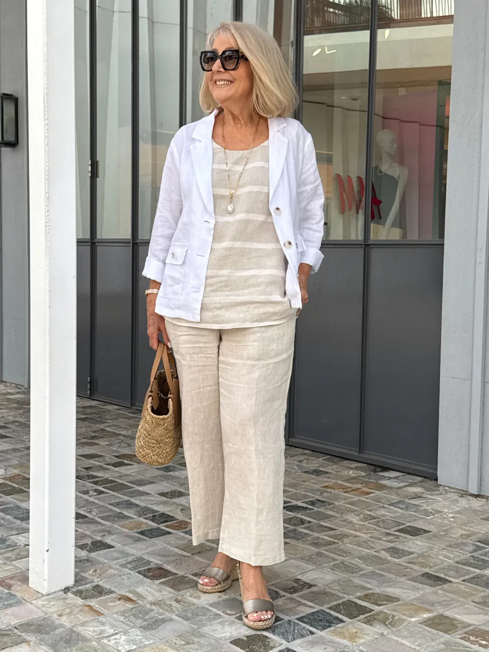 Lara Linen Wide Leg Pant - Natural