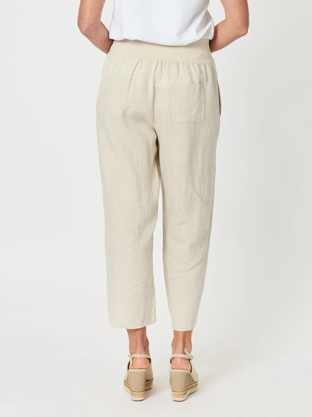 Lara Linen Wide Leg Pant - Natural