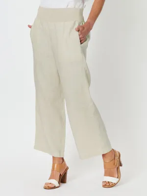 Lara Linen Wide Leg Pant - Natural