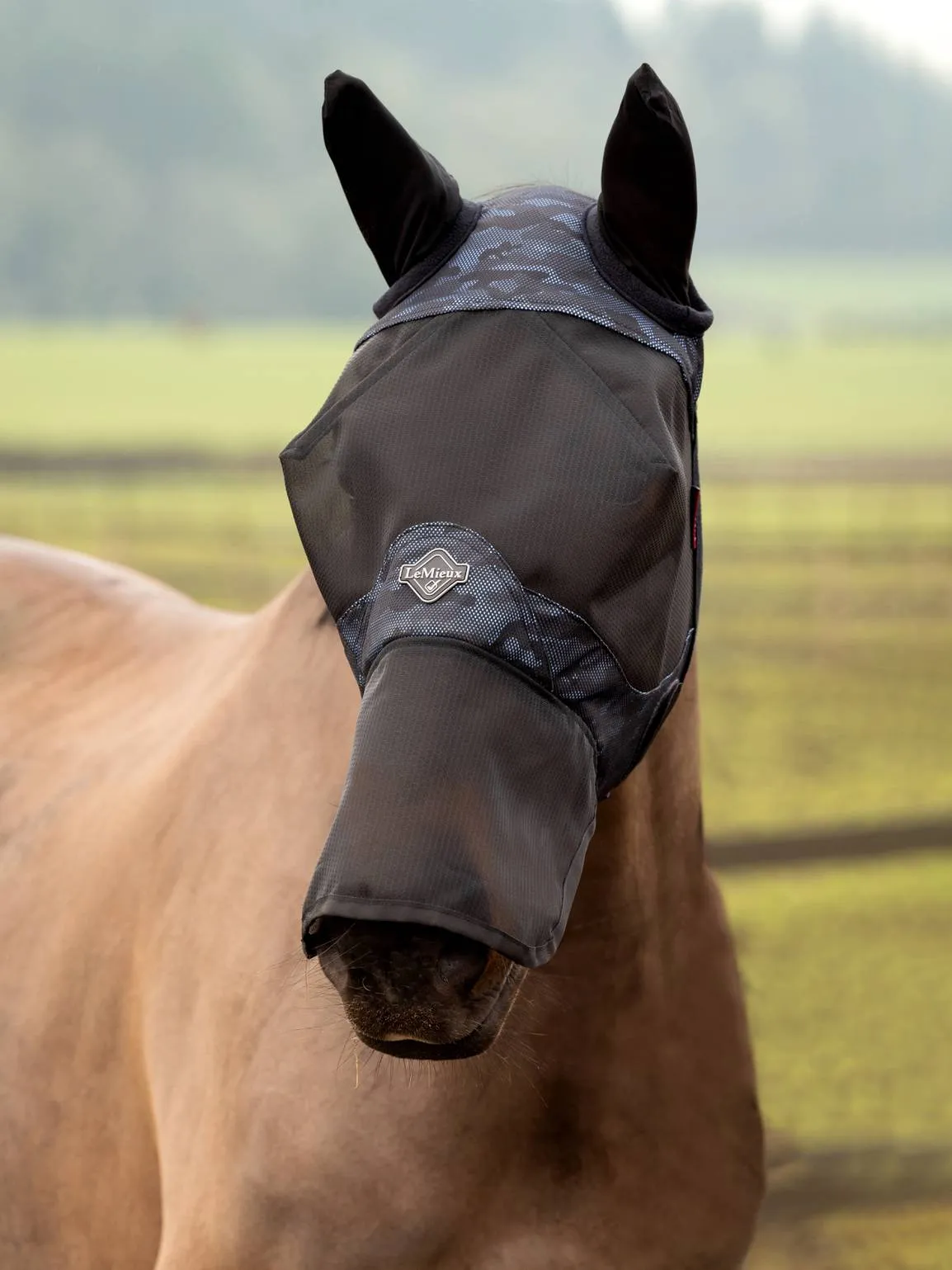 LeMieux Visor-Tek Fly Mask Camo Blue