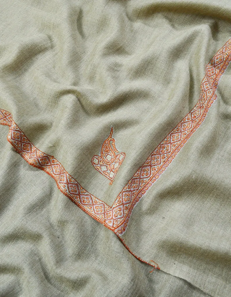 Light Brown Men Embroidery Pashmina Shawl 7286