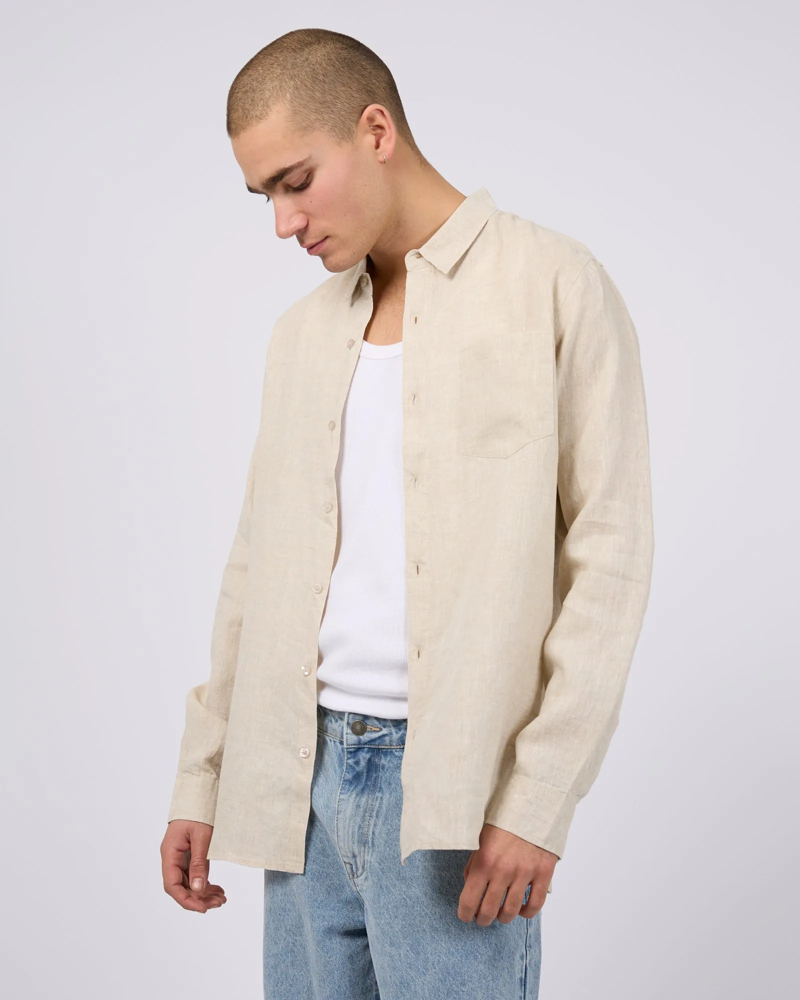 Linen Long Sleeve Shirt Natural