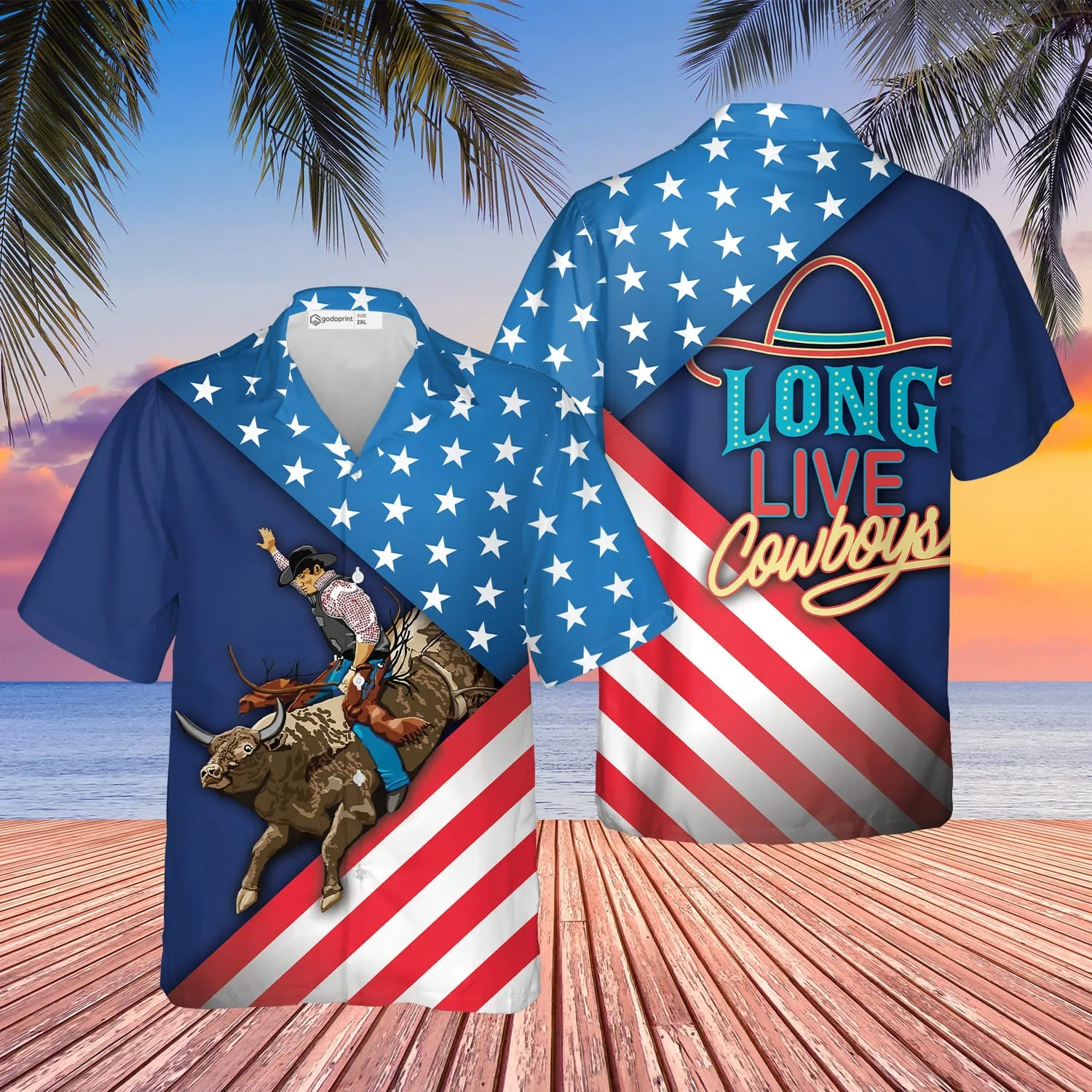 Long Live Cowboy Shirts, American Bull Riding Hawaiian Shirt