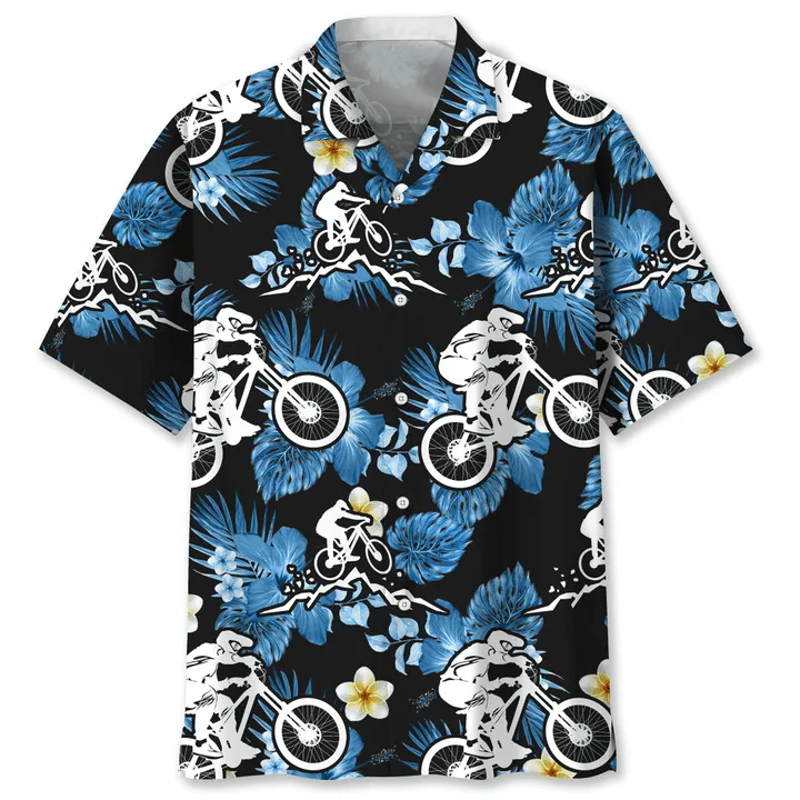 Mountain Bike Nature Hawaiian Shirt, Short Sleeve Summer Vacation Beach Shirts for men