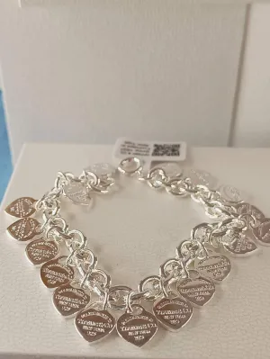 Multi-heart Tag Bracelet in Silver