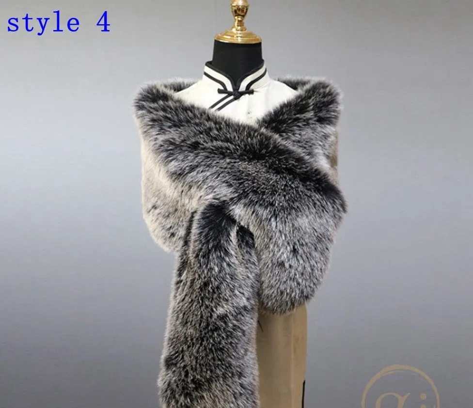 Multiple Colors Faux Fur Wrap Stole Jacket Formal Party Shrug