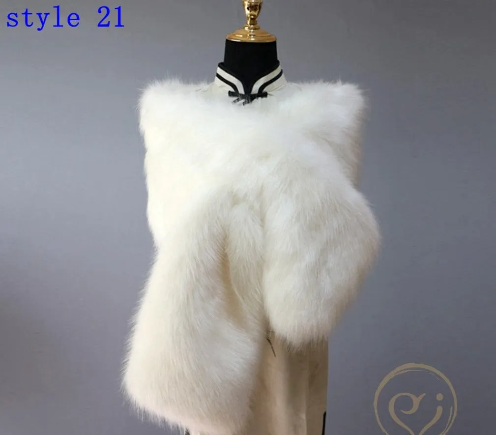 Multiple Colors Faux Fur Wrap Stole Jacket Formal Party Shrug