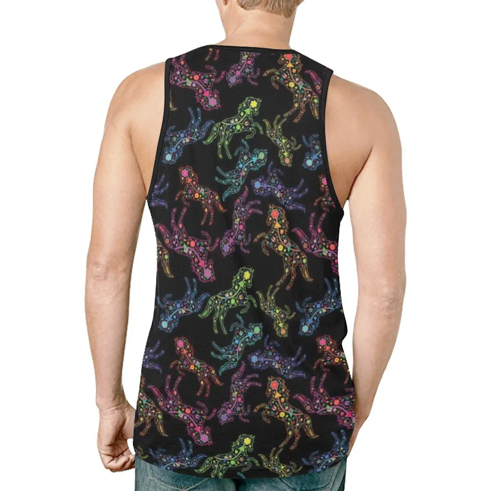 Neon Floral Horses Tank Top