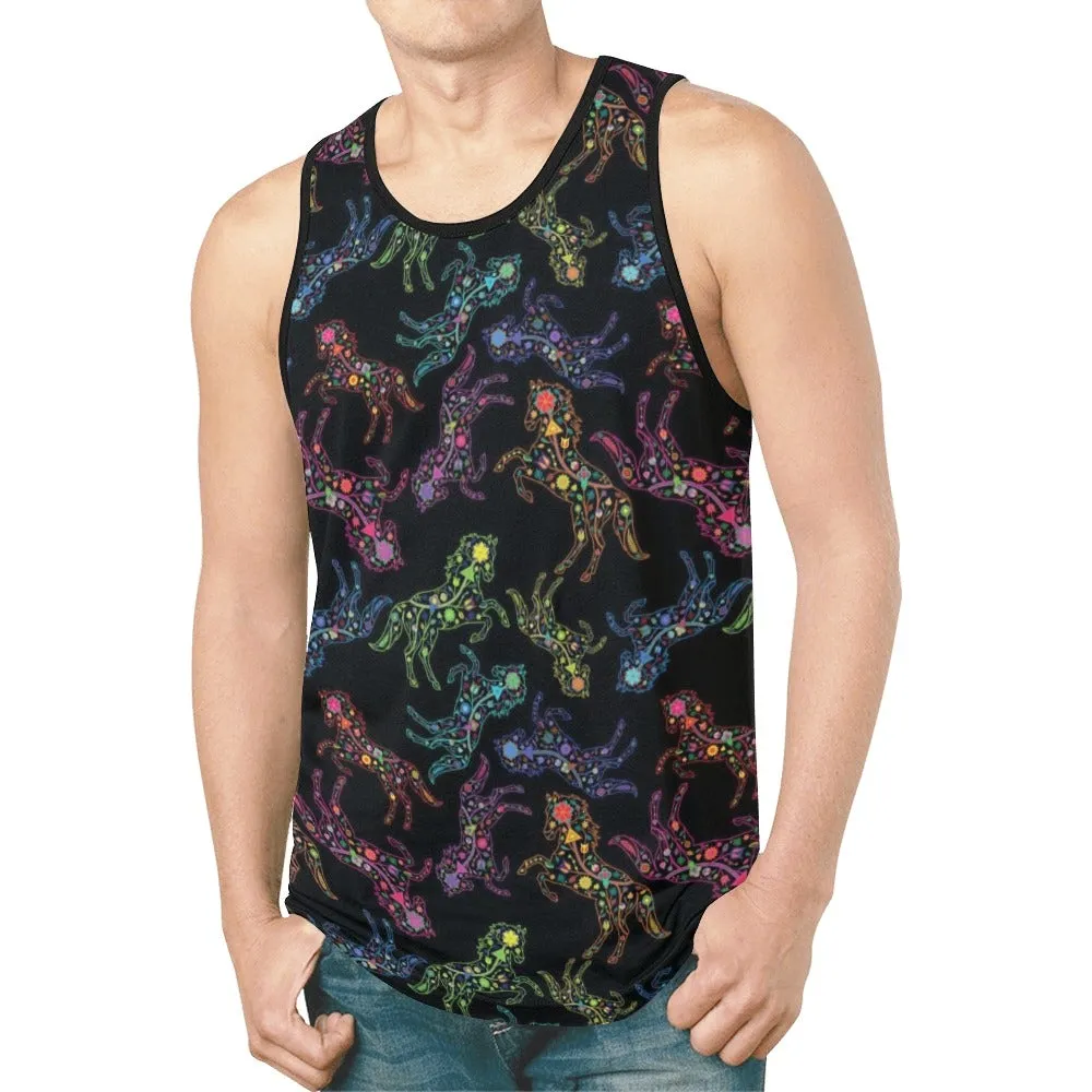 Neon Floral Horses Tank Top