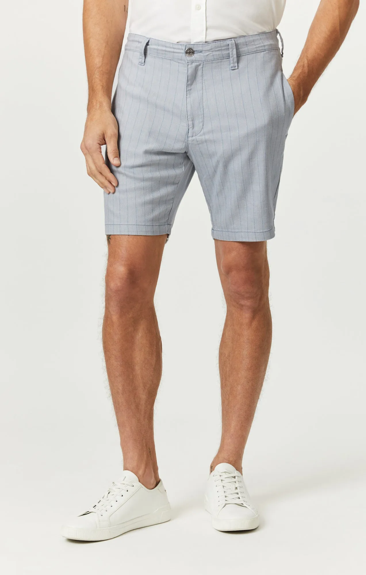 NOAH SHORTS IN BLUE STRIPE LINEN