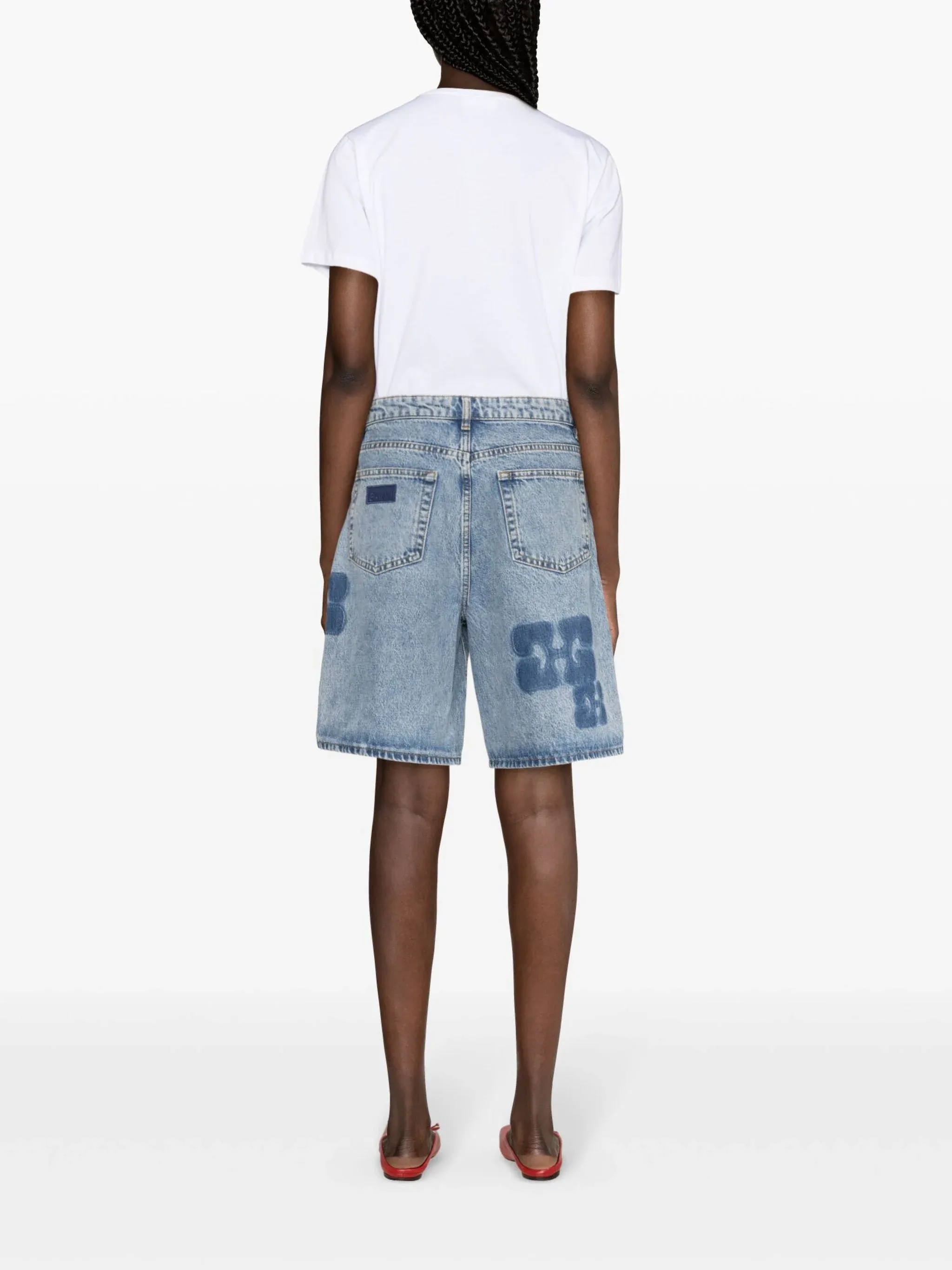 Patch Denim Shorts