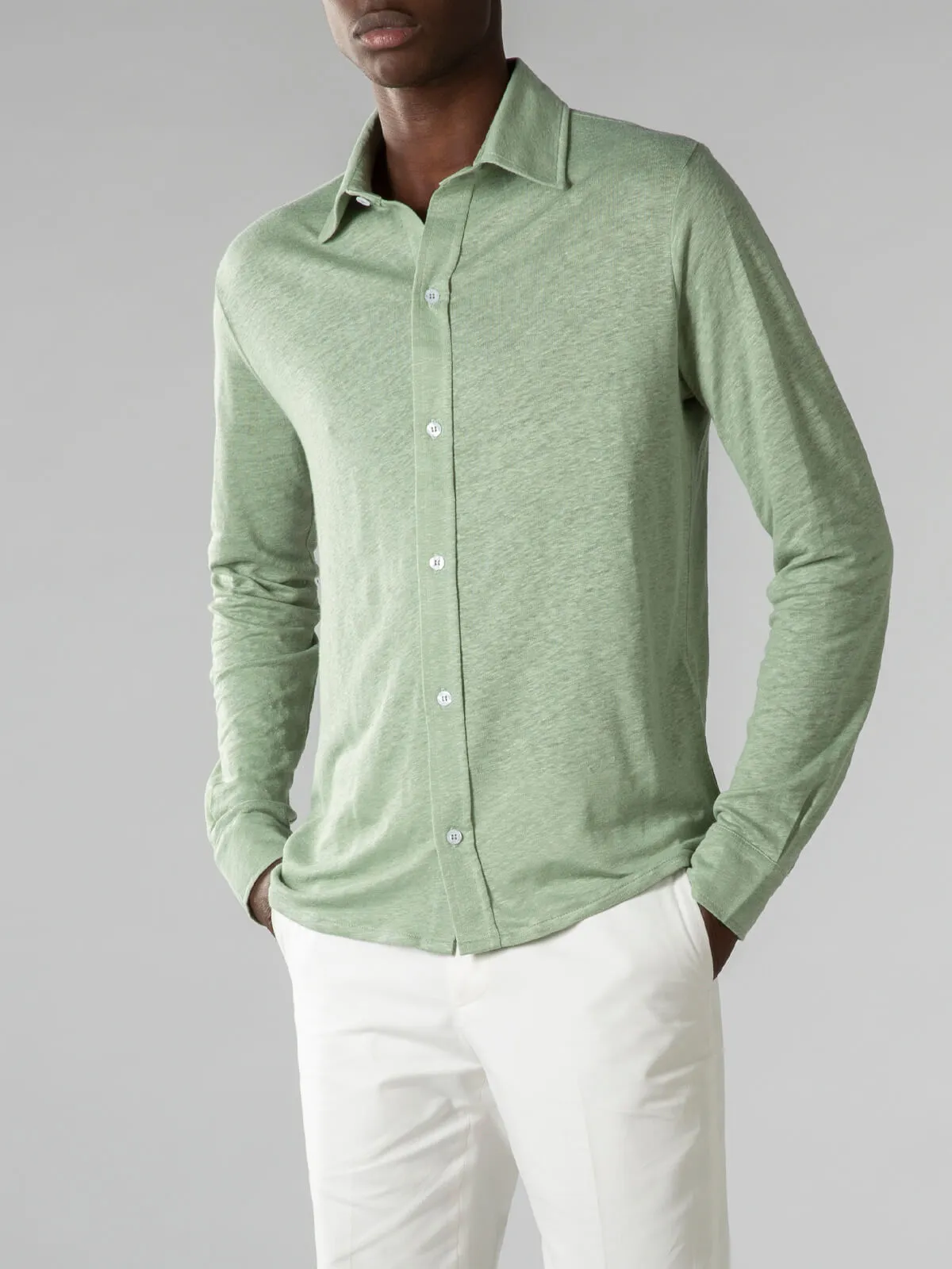 Pistache Linen Bayside Shirt