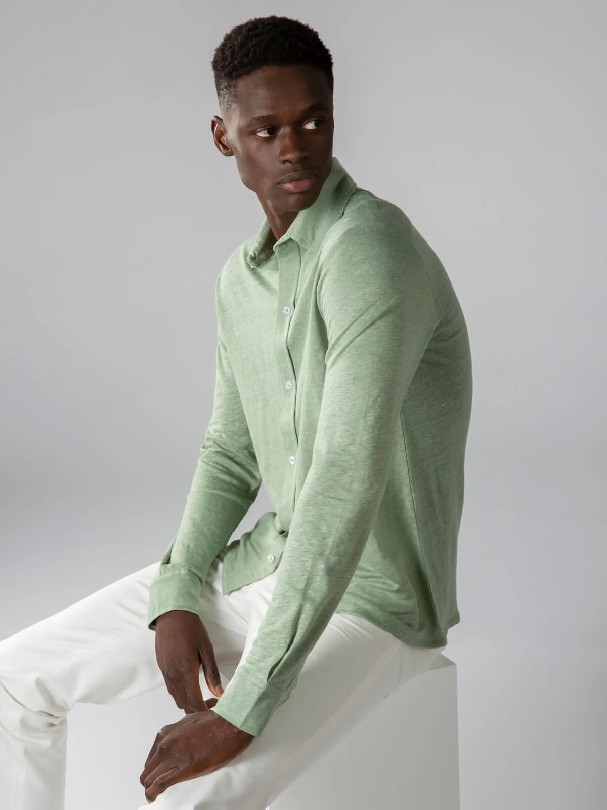 Pistache Linen Bayside Shirt