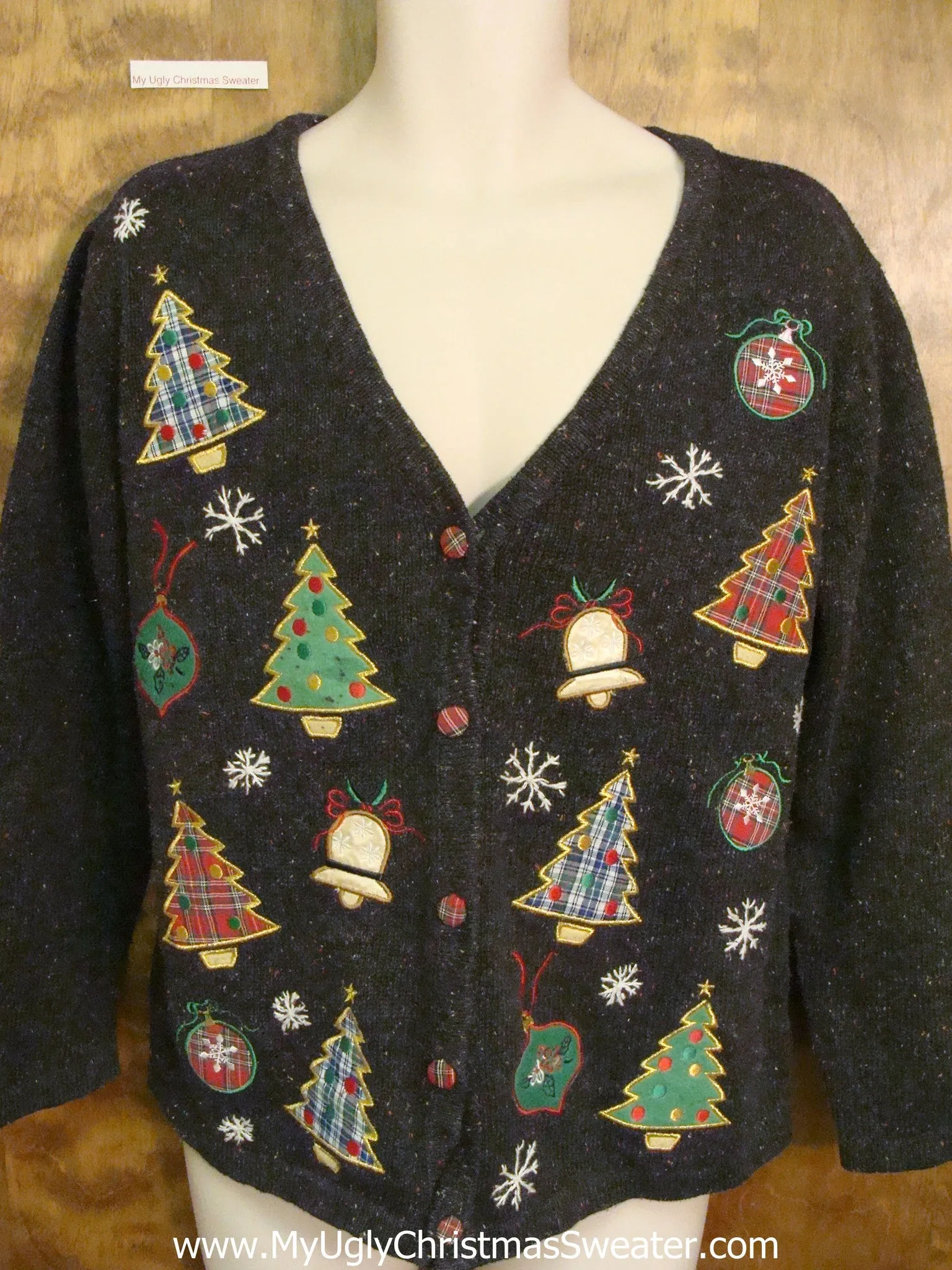 Plaid Trees Ugly Christmas Sweater Cardigan