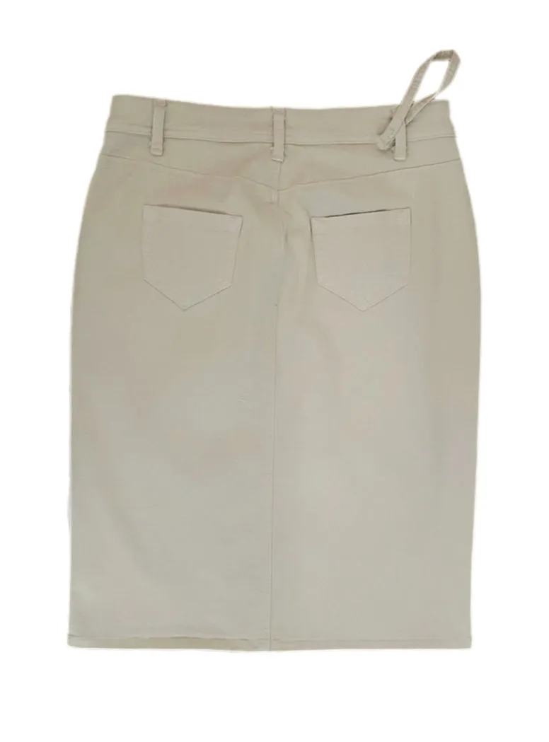 Plus Beige Midi Skirt Style 216-12B