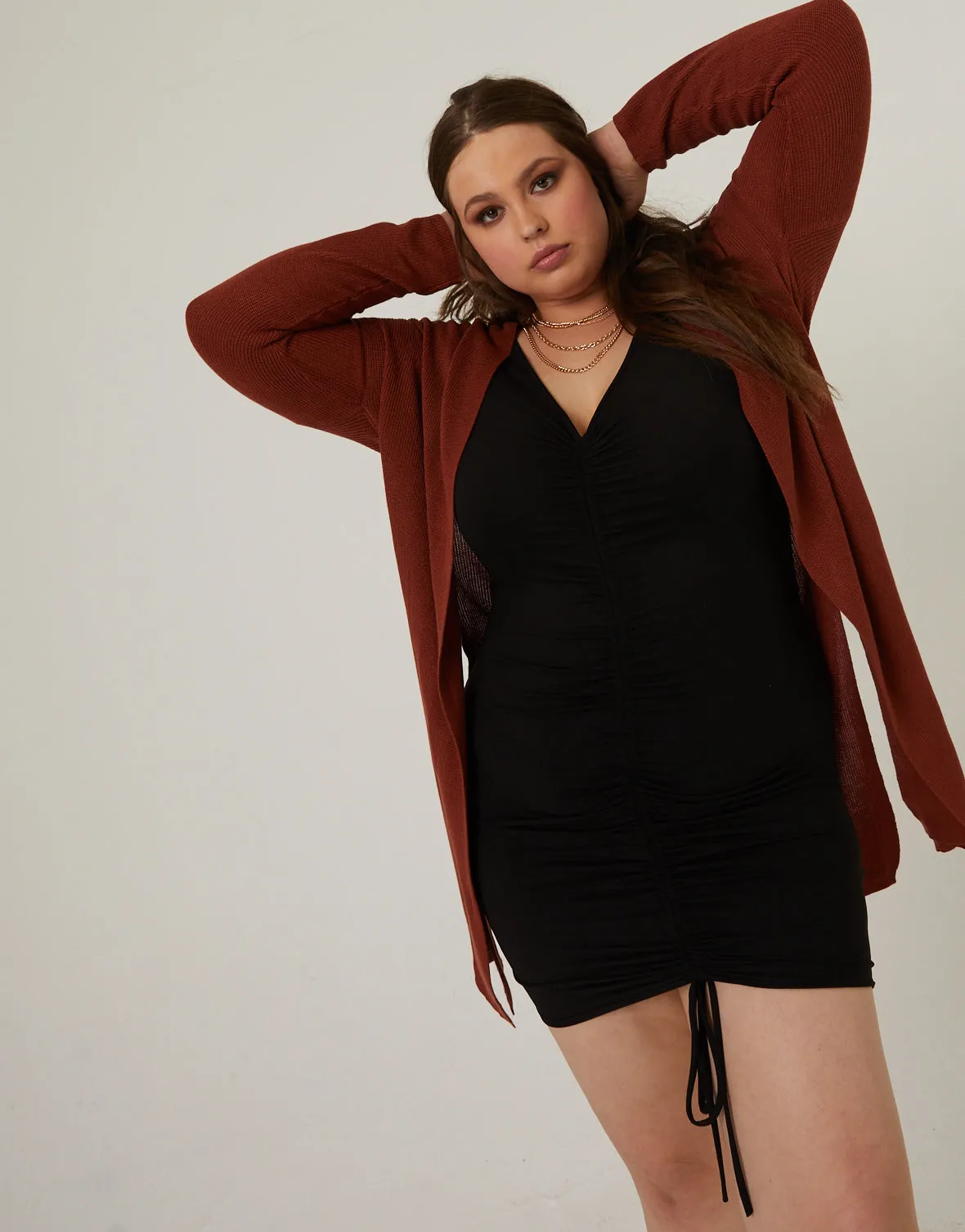 Plus Size Slit Sides Cardigan