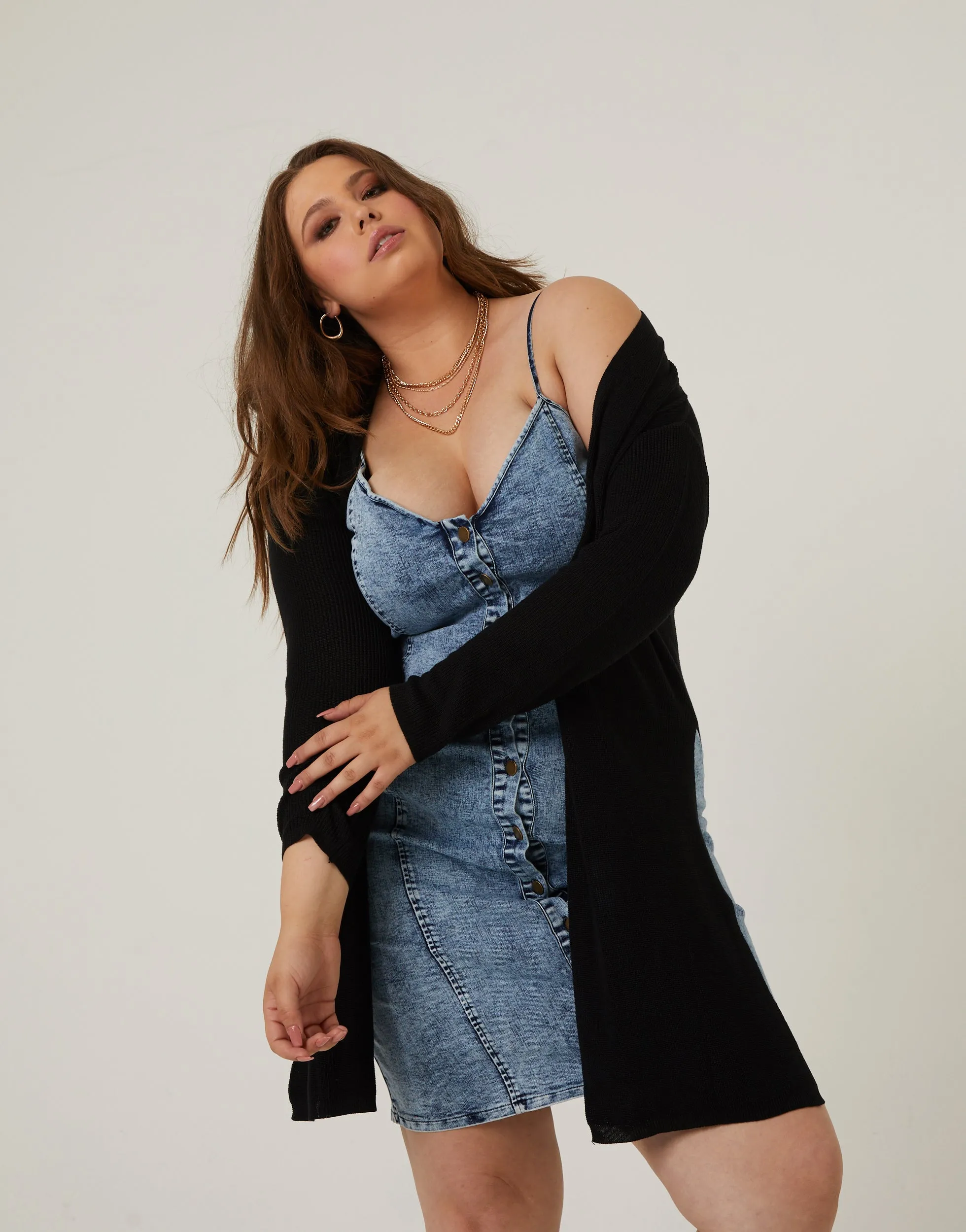 Plus Size Slit Sides Cardigan