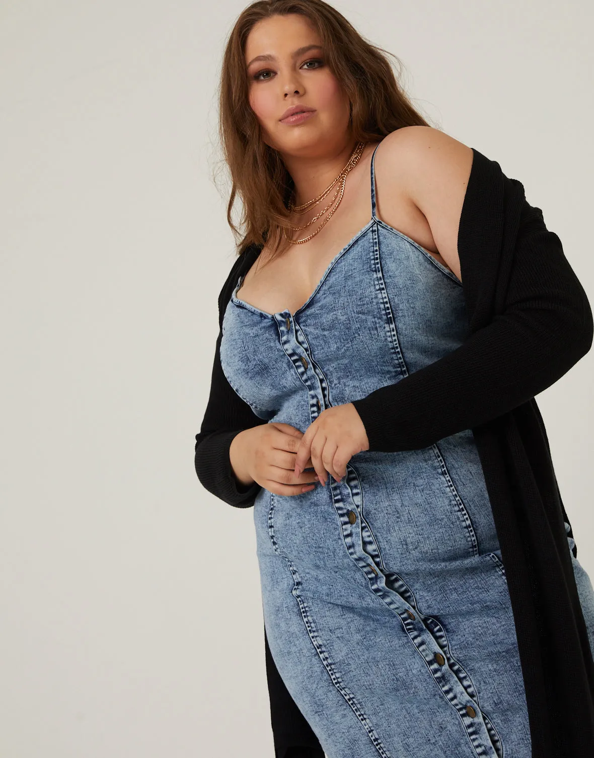 Plus Size Slit Sides Cardigan