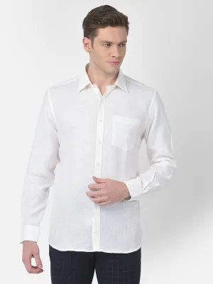 Pure Linen Slim Fit White Formal Shirt