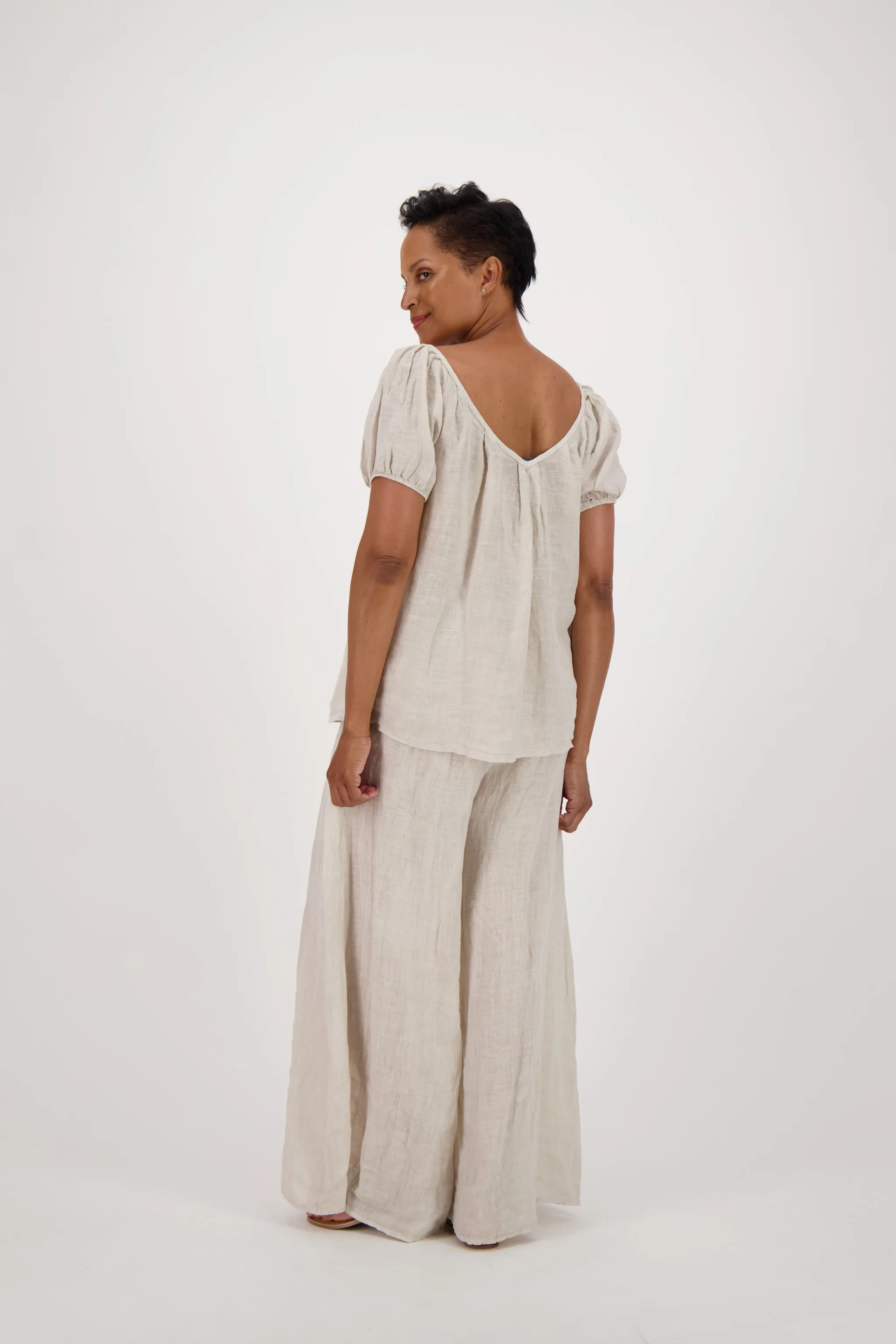 Relaxed Linen Wide Leg Pant