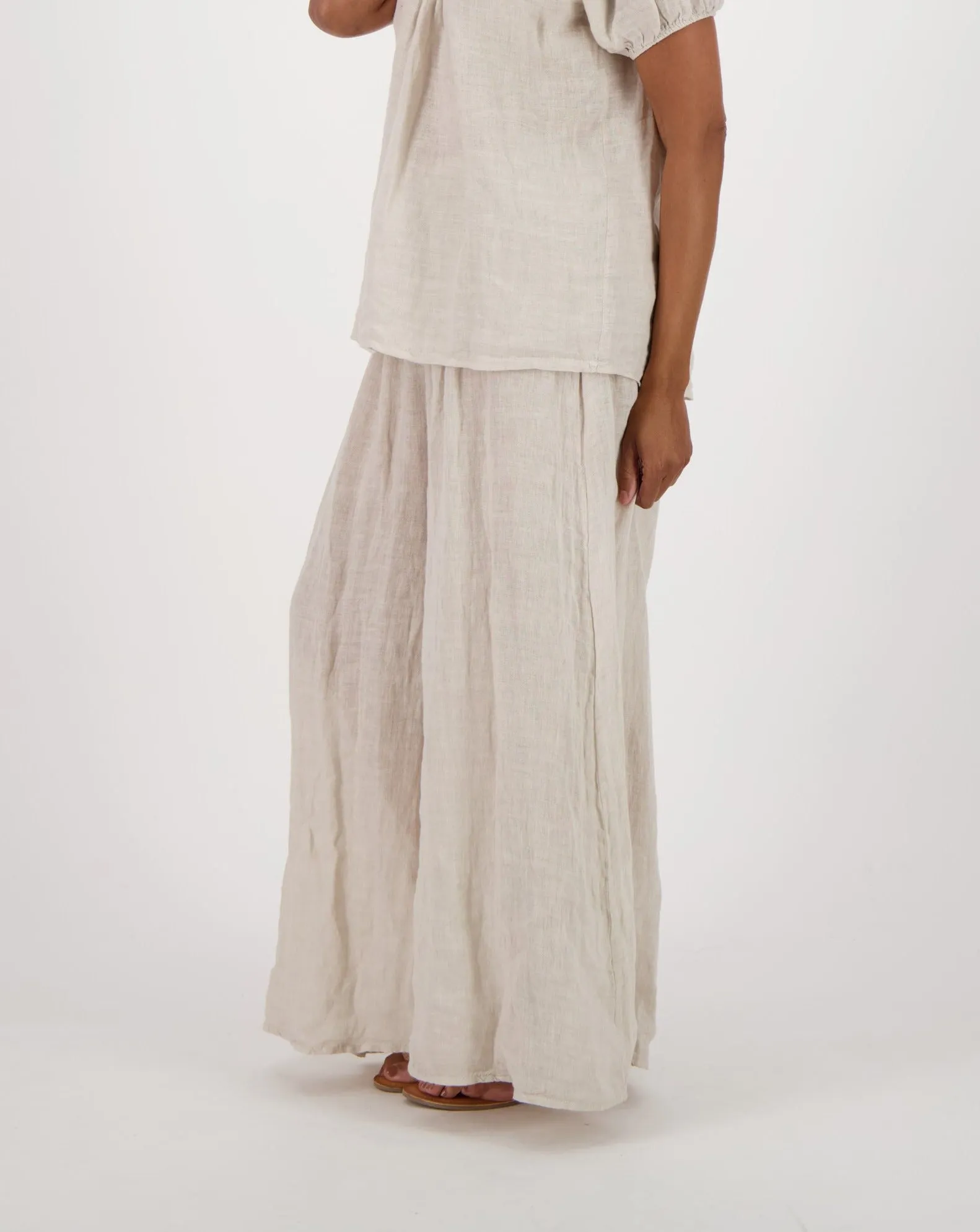 Relaxed Linen Wide Leg Pant