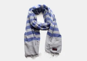 Reversible Blue Striped Gray Color Water Pashmina Shawl