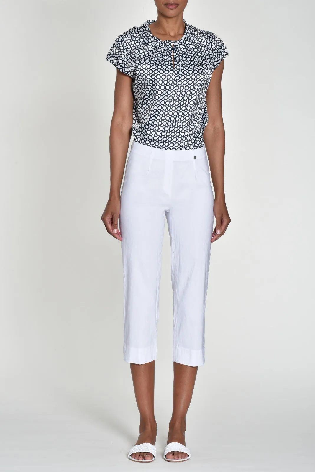 Robell Crop Trousers | White