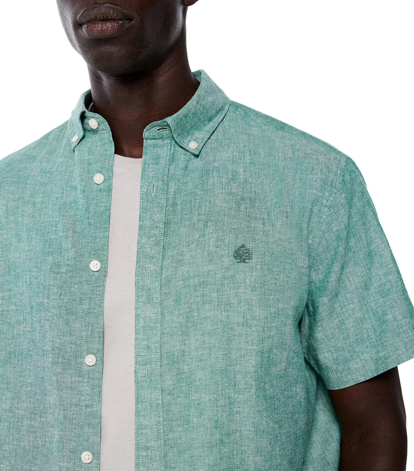 Short-Sleeved Linen Shirt Green