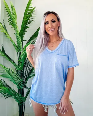 Simple Choice Oversized Pocket Top - Blue