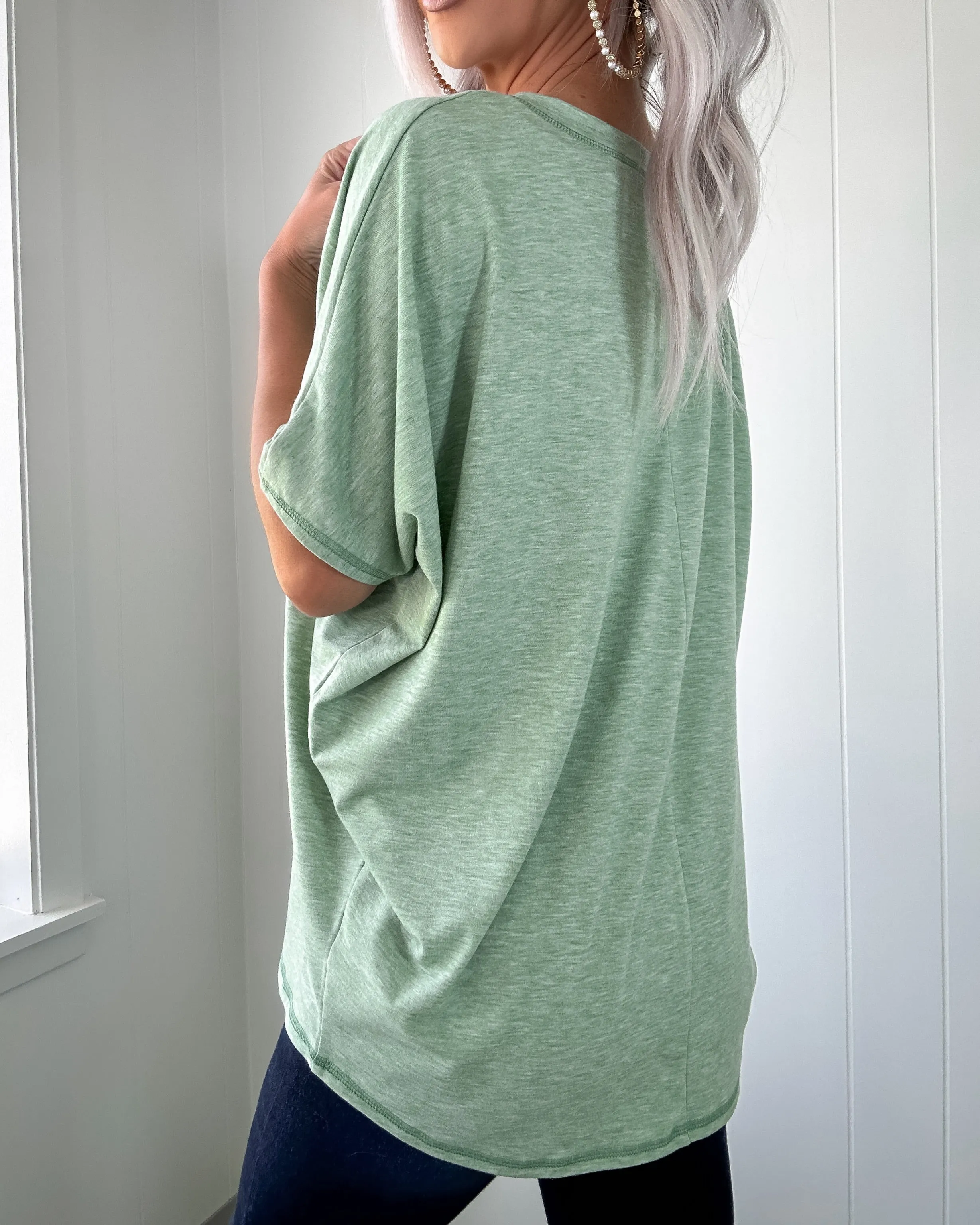 Simple Choice Oversized Pocket Top - Sage