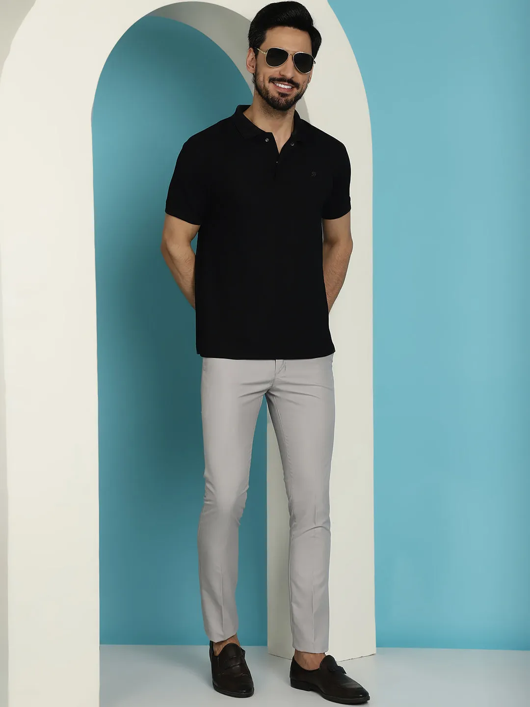 Solid Cotton Formal Trouser For Men'S