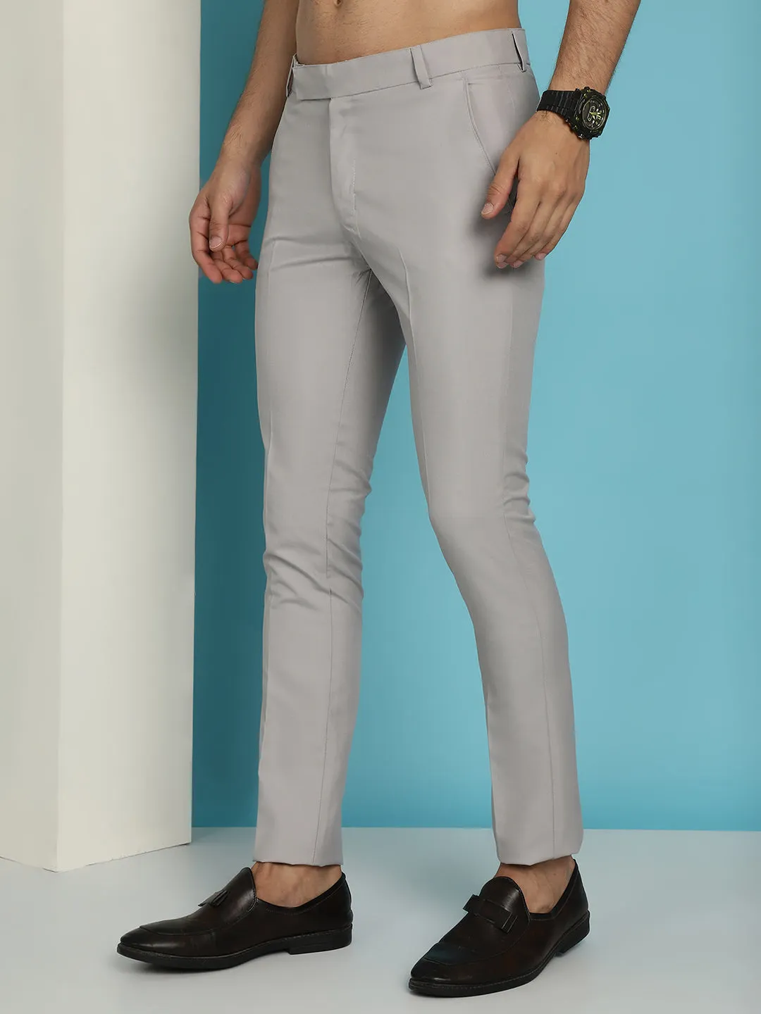 Solid Cotton Formal Trouser For Men'S