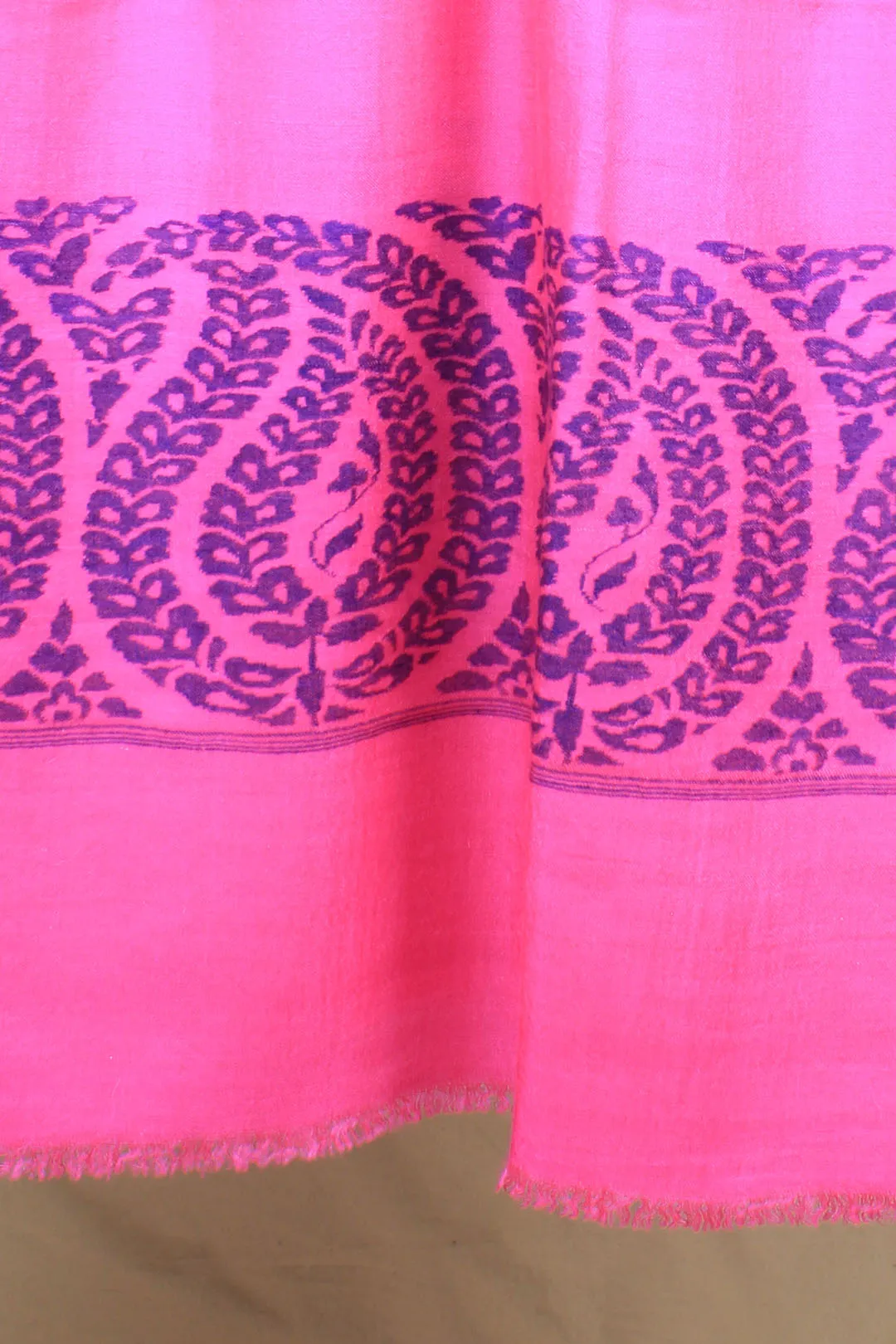 Tayyab Hot Pink Paisley Paldar Kani Pashmina Shawl