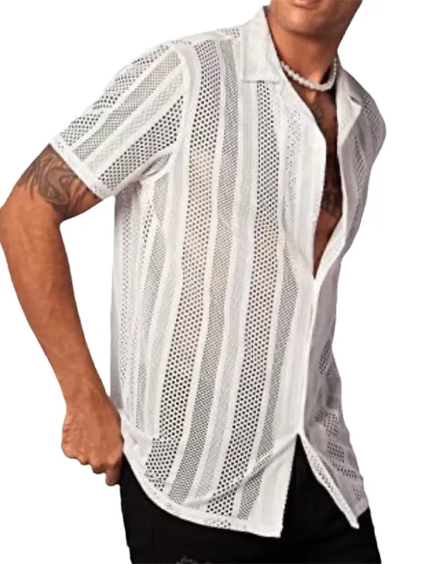 TEEK - Mens Buttoned Knitted Short Sleeve Shirt