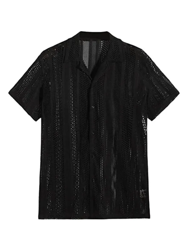 TEEK - Mens Buttoned Knitted Short Sleeve Shirt