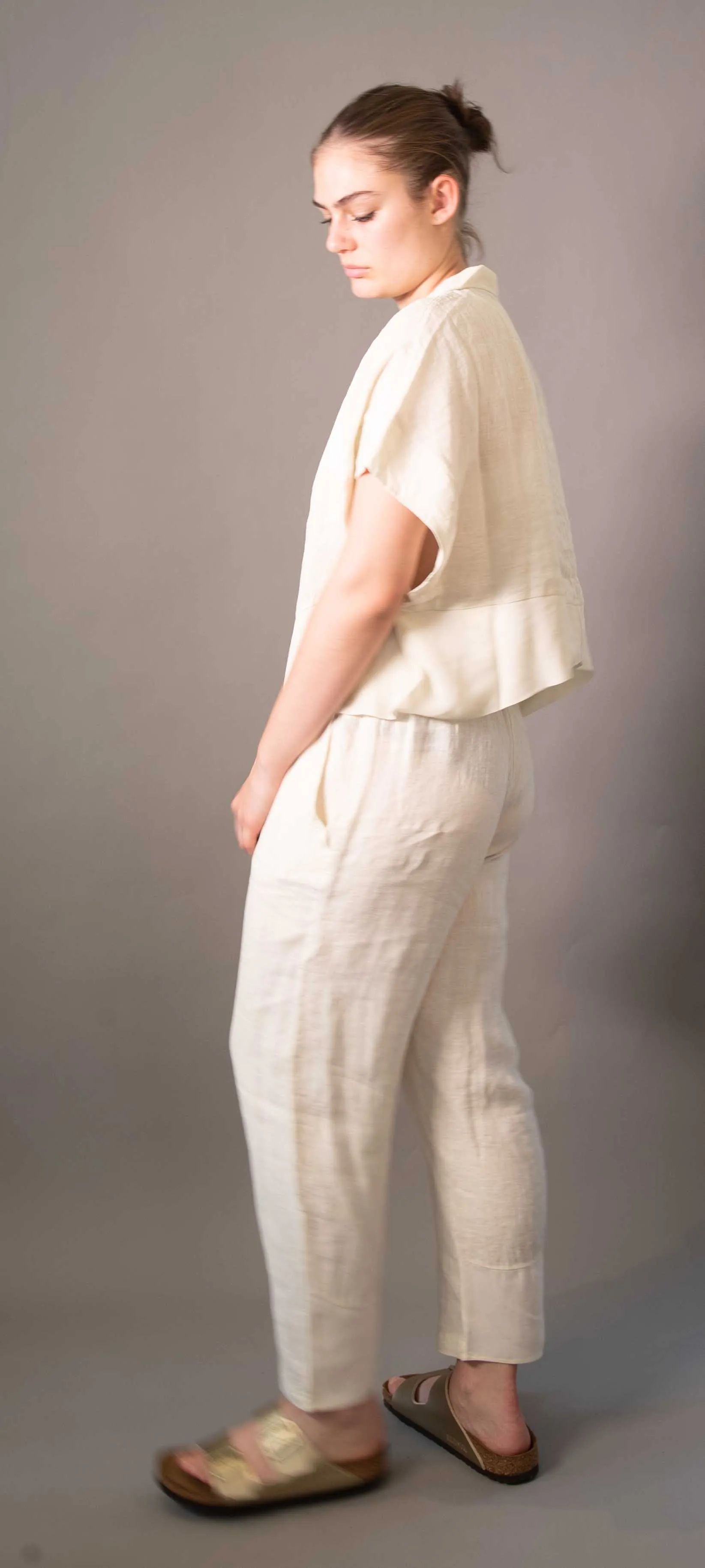 Transit Par Such Linen Viscose Panel Shirt in Sand