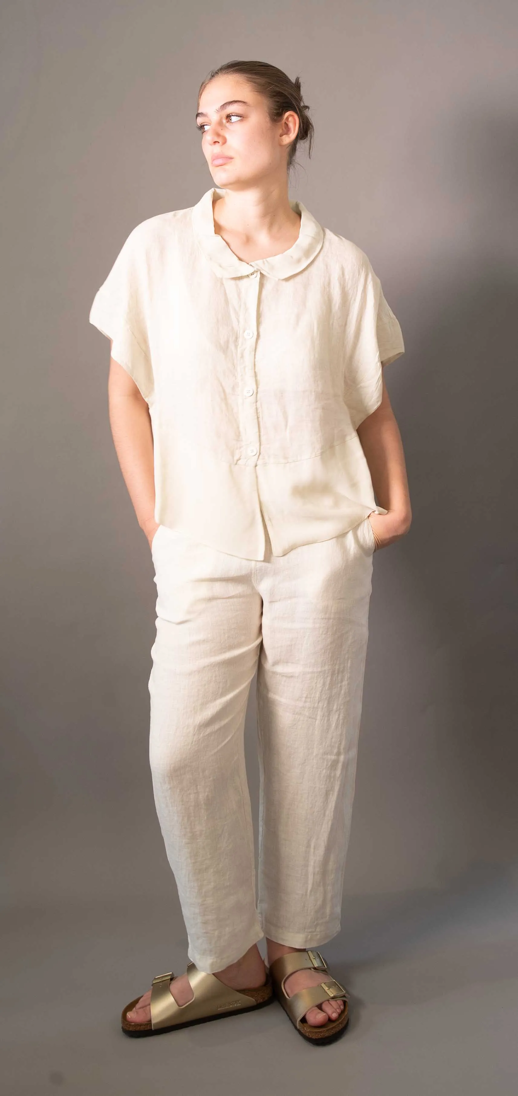 Transit Par Such Linen Viscose Panel Shirt in Sand