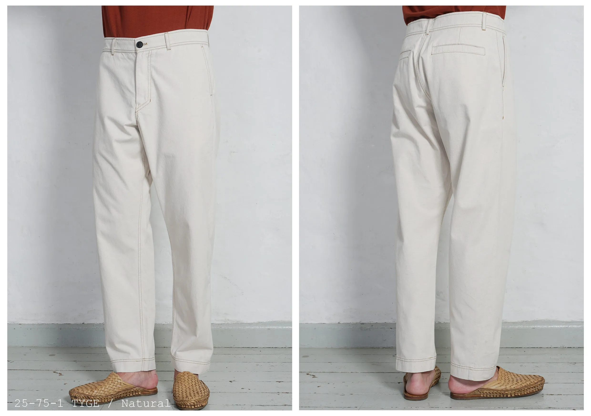 TYGE | Wide Cut Cropped Trousers | Natural