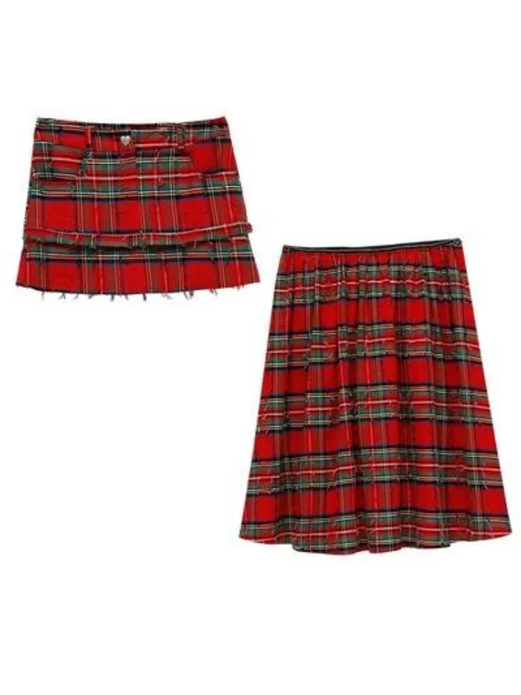 Vintage Plaid Long Half Skirt【s0000004969】