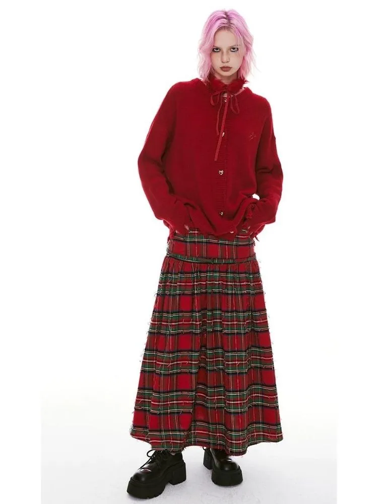 Vintage Plaid Long Half Skirt【s0000004969】