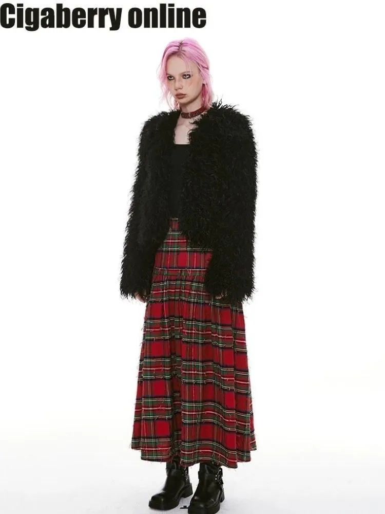 Vintage Plaid Long Half Skirt【s0000004969】