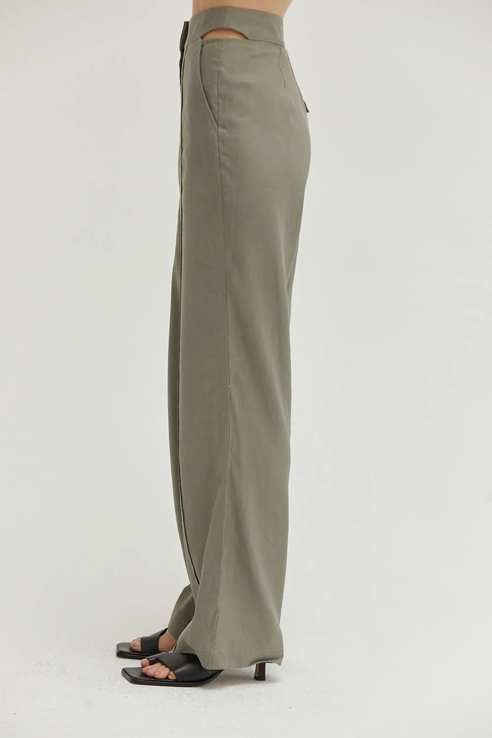 Waist Detail Gray Trousers