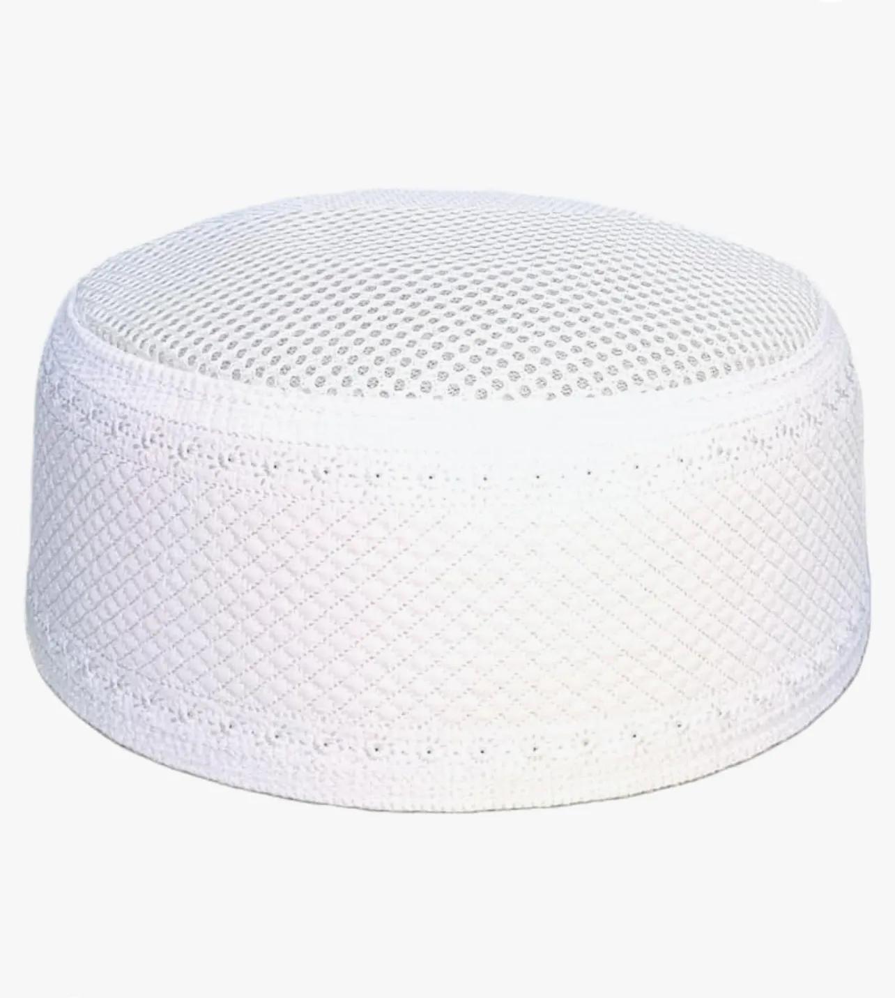 White Soft Padded Mesh Type Hat Topi Kufi