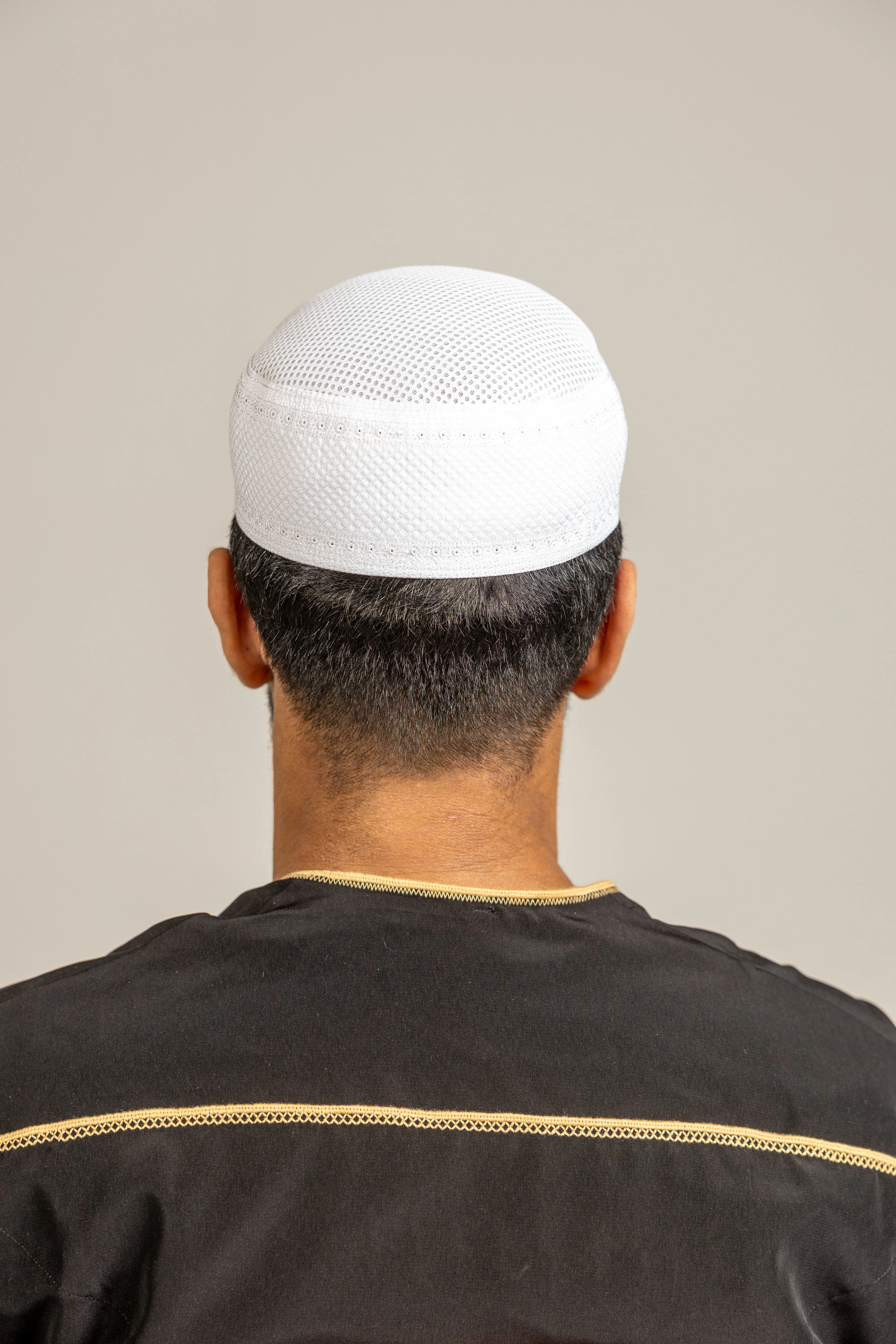 White Soft Padded Mesh Type Hat Topi Kufi