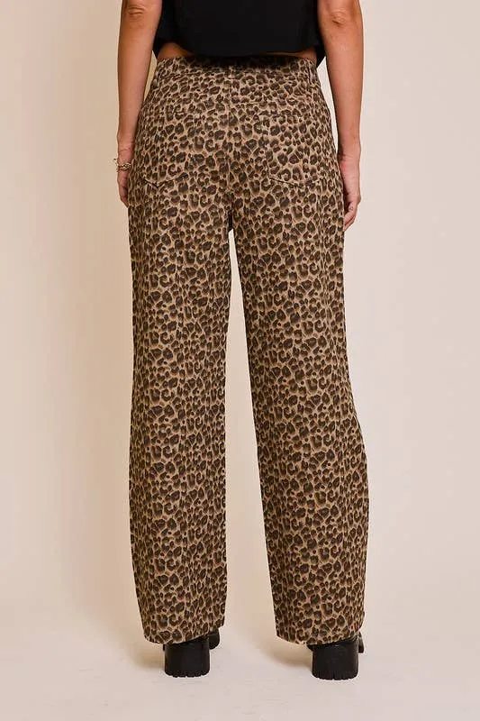 Wide Leg Animal Print Pants