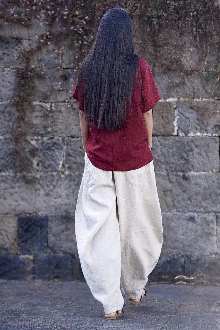 Wide Leg Linen Harem Pants | Zen