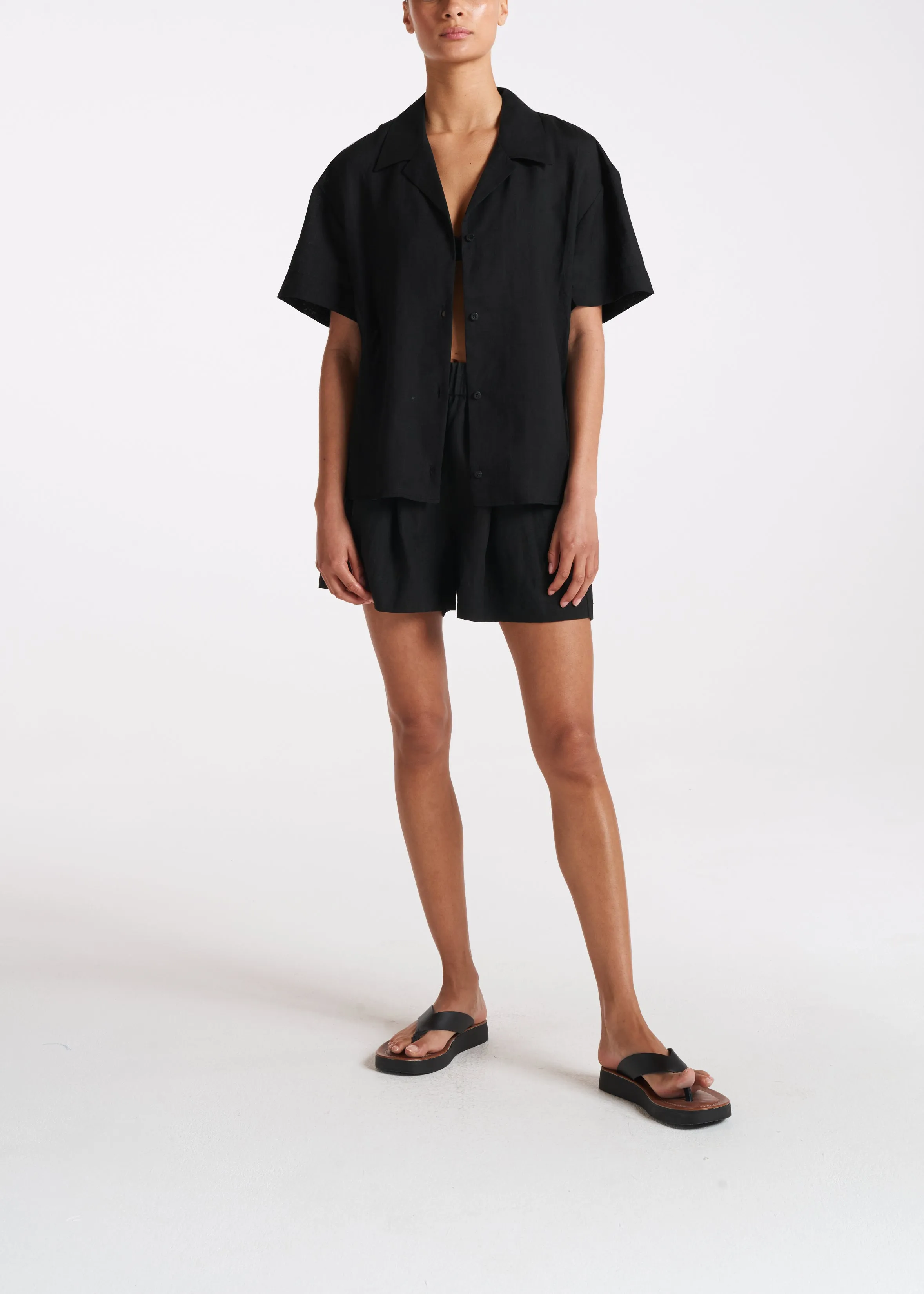 Zurich Short Black Organic Linen